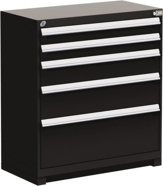 Rousseau Metal - 5 Drawer, Modular Storage Cabinet - Steel, 48" Wide x 24" Deep x 40" High, Black - Americas Industrial Supply