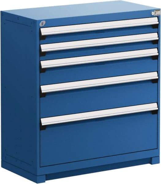 Rousseau Metal - 5 Drawer, Modular Storage Cabinet - Steel, 48" Wide x 24" Deep x 40" High, Avalanche Blue - Americas Industrial Supply