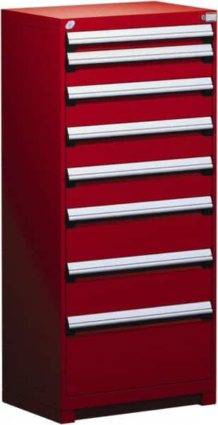 Rousseau Metal - 8 Drawer, Modular Storage Cabinet - Steel, 36" Wide x 24" Deep x 60" High, Flame Red - Americas Industrial Supply