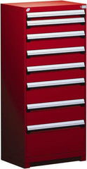 Rousseau Metal - 8 Drawer, Modular Storage Cabinet - Steel, 36" Wide x 24" Deep x 60" High, Flame Red - Americas Industrial Supply