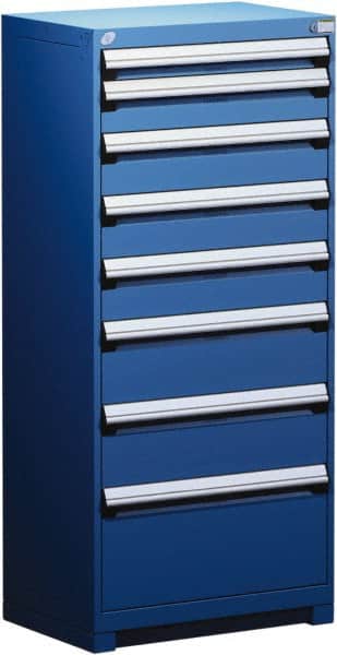 Rousseau Metal - 8 Drawer, Modular Storage Cabinet - Steel, 36" Wide x 24" Deep x 60" High, Avalanche Blue - Americas Industrial Supply