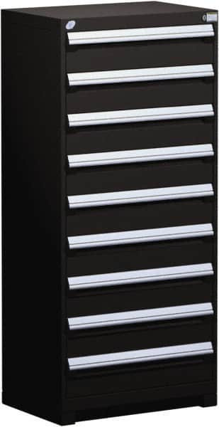 Rousseau Metal - 9 Drawer, Modular Storage Cabinet - Steel, 36" Wide x 24" Deep x 60" High, Black - Americas Industrial Supply