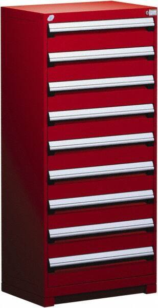 Rousseau Metal - 9 Drawer, Modular Storage Cabinet - Steel, 36" Wide x 24" Deep x 60" High, Flame Red - Americas Industrial Supply