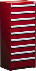 Rousseau Metal - 9 Drawer, Modular Storage Cabinet - Steel, 36" Wide x 24" Deep x 60" High, Flame Red - Americas Industrial Supply