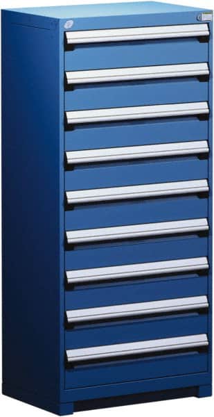 Rousseau Metal - 9 Drawer, Modular Storage Cabinet - Steel, 36" Wide x 18" Deep x 60" High, Avalanche Blue - Americas Industrial Supply
