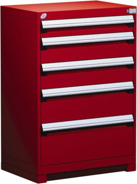 Rousseau Metal - 5 Drawer, Modular Storage Cabinet - Steel, 36" Wide x 24" Deep x 40" High, Flame Red - Americas Industrial Supply