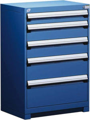 Rousseau Metal - 5 Drawer, Modular Storage Cabinet - Steel, 36" Wide x 18" Deep x 40" High, Avalanche Blue - Americas Industrial Supply