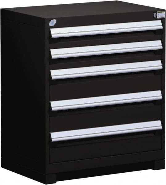 Rousseau Metal - 5 Drawer, Modular Storage Cabinet - Steel, 36" Wide x 24" Deep x 32" High, Black - Americas Industrial Supply
