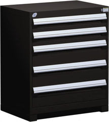 Rousseau Metal - 5 Drawer, Modular Storage Cabinet - Steel, 36" Wide x 24" Deep x 32" High, Black - Americas Industrial Supply