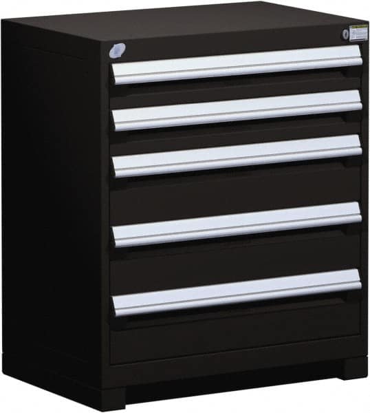 Rousseau Metal - 5 Drawer, Modular Storage Cabinet - Steel, 36" Wide x 18" Deep x 32" High, Black - Americas Industrial Supply