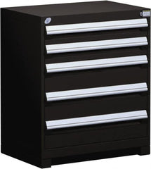 Rousseau Metal - 5 Drawer, Modular Storage Cabinet - Steel, 36" Wide x 18" Deep x 32" High, Black - Americas Industrial Supply
