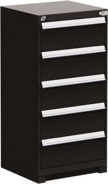 Rousseau Metal - 5 Drawer, Modular Storage Cabinet - Steel, 30" Wide x 27" Deep x 46" High, Black - Americas Industrial Supply