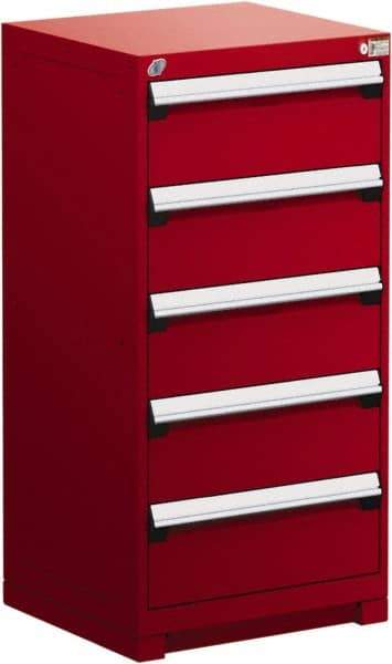 Rousseau Metal - 5 Drawer, Modular Storage Cabinet - Steel, 30" Wide x 27" Deep x 46" High, Flame Red - Americas Industrial Supply