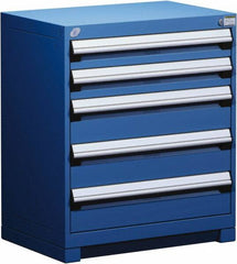 Rousseau Metal - 5 Drawer, Modular Storage Cabinet - Steel, 36" Wide x 18" Deep x 32" High, Avalanche Blue - Americas Industrial Supply
