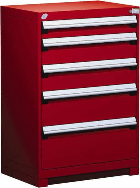 Rousseau Metal - 5 Drawer, Modular Storage Cabinet - Steel, 36" Wide x 18" Deep x 40" High, Flame Red - Americas Industrial Supply