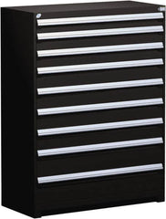 Rousseau Metal - 9 Drawer, Modular Storage Cabinet - Steel, 60" Wide x 24" Deep x 60" High, Black - Americas Industrial Supply