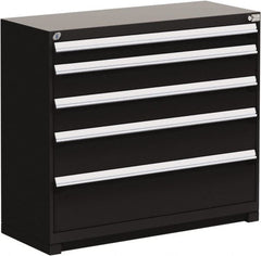 Rousseau Metal - 5 Drawer, Modular Storage Cabinet - Steel, 60" Wide x 24" Deep x 40" High, Black - Americas Industrial Supply