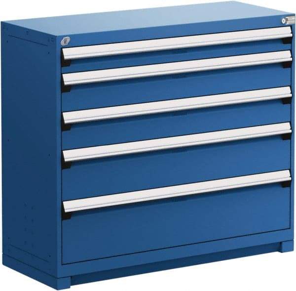 Rousseau Metal - 5 Drawer, Modular Storage Cabinet - Steel, 60" Wide x 24" Deep x 40" High, Avalanche Blue - Americas Industrial Supply
