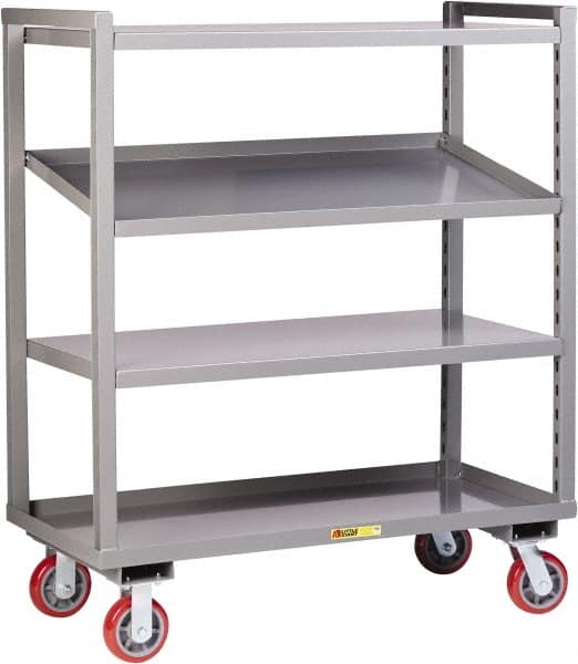 Little Giant - 3,200 Lb Capacity, 3 Shelf, Steel Shelf Truck - 48" Long x 24" Wide x 57-1/4" High, Polyurethane Wheels - Americas Industrial Supply