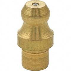 Umeta - Straight Head Angle, M8 Drive-In Brass Drive-In Grease Fitting - 10mm Hex, 15mm Overall Height, 5.5mm Shank Length - Americas Industrial Supply