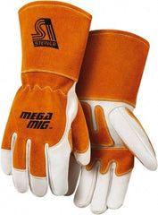 Steiner - Size L Cotton Lined Cowhide Welding Glove - Gauntlet Cuff, Wing Thumb, For MIG - Americas Industrial Supply