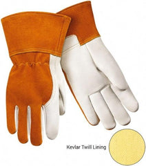 Steiner - Size XL Kevlar Lined Cowhide Welding Glove - Gauntlet Cuff, Straight Thumb, For MIG - Americas Industrial Supply