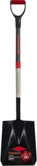 Razor-Back - 11-5/8" High x 9-3/8" Wide Square Steel Shovel - 30" Long Fiberglass D-Grip Handle, Turned - Americas Industrial Supply