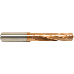 ‎33/64″ Dia. × 9/16″ Shank × 2-3/8″ Flute Length × 5″ OAL, 3xD, 135°, ZrCN, 2 Flute, External Coolant, Round Solid Carbide Drill Series/List #NG04