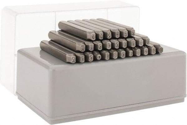 C.H. Hanson - 27 Piece, 3/32" Character Steel Stamp Set - Letters, Reverse - Americas Industrial Supply