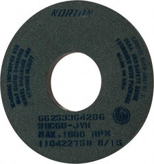 Norton - 14" Diam x 5" Hole x 1" Thick, J Hardness, 60 Grit Surface Grinding Wheel - Silicon Carbide, Type 1, Medium Grade, 1,800 Max RPM, Vitrified Bond, No Recess - Americas Industrial Supply