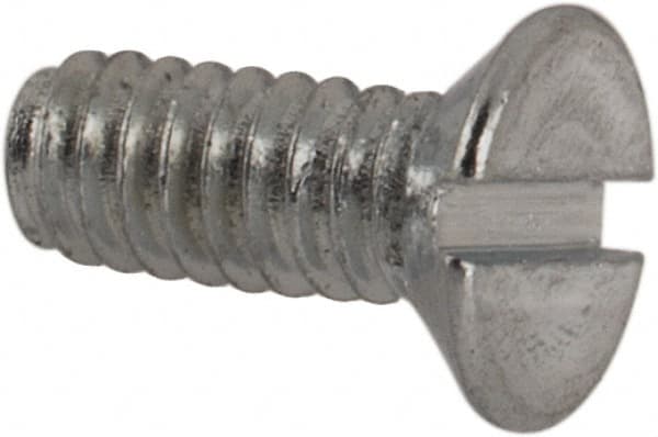 Value Collection - M2x0.40, 5mm OAL Slotted Drive Machine Screw - Flat Head, Grade 4.8 Steel, Zinc-Plated Finish, Without Washer - Americas Industrial Supply