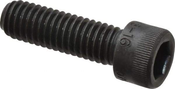 Made in USA - 3/8-16 UNC Hex Socket Drive, Socket Cap Screw - Alloy Steel, Black Oxide Finish, Fully Threaded, 1-1/4" Length Under Head - Americas Industrial Supply