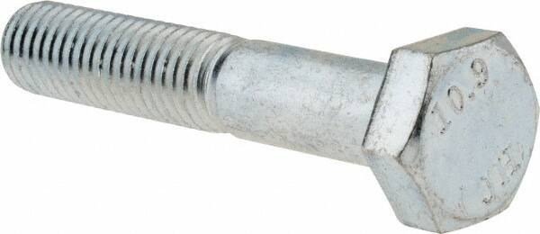 Value Collection - M10x1.50mm Metric Coarse, 55mm Length Under Head Hex Head Cap Screw - Partially Threaded, Grade 10.9 Alloy Steel, Zinc-Plated Finish, 16mm Hex - Americas Industrial Supply