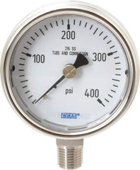 Wika - 2-1/2" Dial, 1/4 Thread, 0-400 Scale Range, Pressure Gauge - Lower Connection Mount, Accurate to 2-1-2% of Scale - Americas Industrial Supply