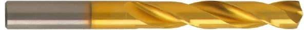 Guhring - 10.2mm 140° Solid Carbide Jobber Drill - TiN Finish, Right Hand Cut, Spiral Flute, Straight Shank, 112mm OAL, SU Point - Americas Industrial Supply