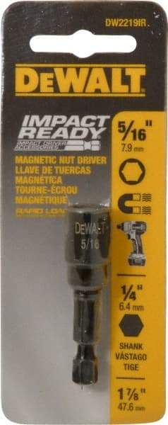 DeWALT - 5/16" Magnetic Nutsetter - 1/4" Hex Drive, 1-7/8" OAL - Americas Industrial Supply