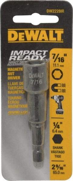 DeWALT - 7/16" Magnetic Nutsetter - 1/4" Hex Drive, 2-9/16" OAL - Americas Industrial Supply