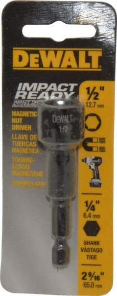 DeWALT - 1/2" Magnetic Nutsetter - 1/4" Hex Drive, 2-9/16" OAL - Americas Industrial Supply