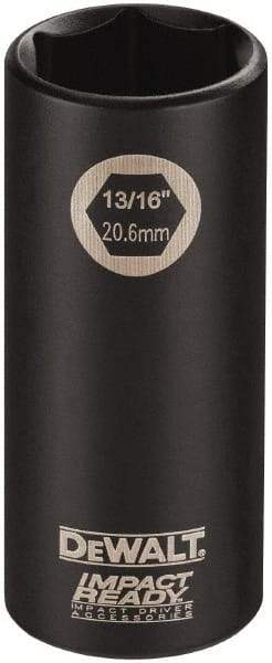 DeWALT - 1/2" Drive 1-1/8" Deep Thin Wall Impact Socket - 6 Points, 2-1/2" OAL - Americas Industrial Supply