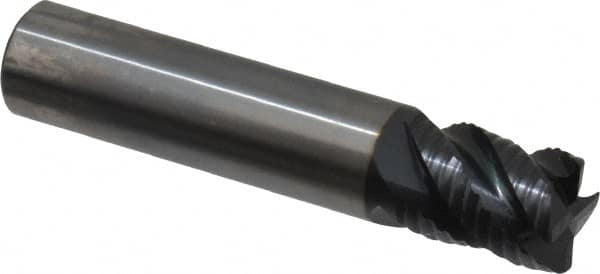 OSG - 1/2" Diam, Fine Pitch, 5/8" LOC, 4 Flute Solid Carbide 0.03" Corner Radius Roughing End Mill - TiAlN Finish, 2-1/2" OAL, 1/2" Shank Diam, Single End, Centercutting - Americas Industrial Supply