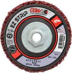 Camel Grinding Wheels - 4-1/2" Very Coarse Grade Silicon Carbide Deburring Disc - 5/8-11 Threaded Center Hole, Arbor Connection, Red, 11,000 Max RPM - Americas Industrial Supply