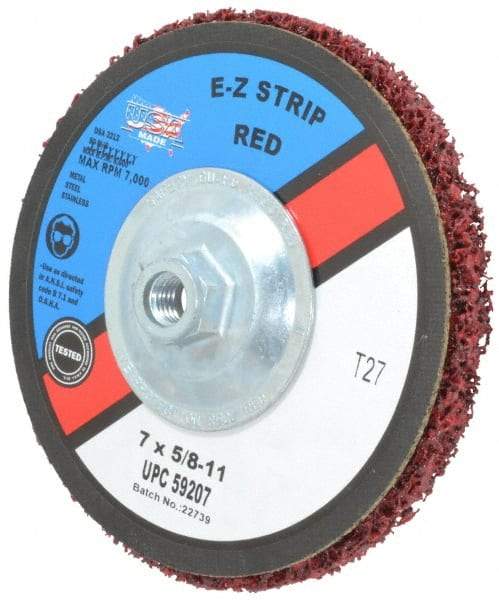 Camel Grinding Wheels - 7" Very Coarse Grade Silicon Carbide Deburring Disc - 5/8-11 Threaded Center Hole, Arbor Connection, Red, 7,000 Max RPM - Americas Industrial Supply