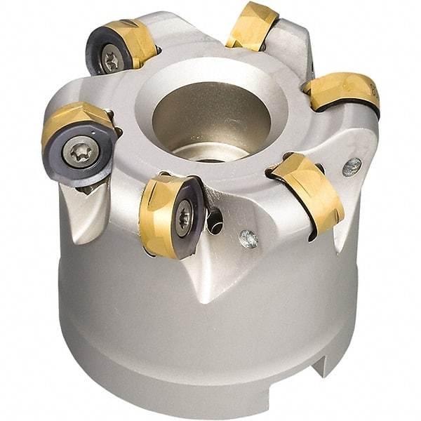 Iscar - 3" Cut Diam, 0.34" Max Depth, 1" Arbor Hole, 8 Inserts, H400 RNHU Insert Style, Indexable Copy Face Mill - H400 FR-12 Cutter Style, 1.97" High, Through Coolant, Series Helido - Americas Industrial Supply