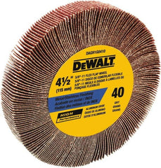 DeWALT - 4-1/2" Diam, 40 Grit Aluminum Oxide Unmounted Flap Wheel - 5/8-11 Thread, 1-1/8" Wide, Coated, Coarse Grade, 13,300 Max RPM - Americas Industrial Supply