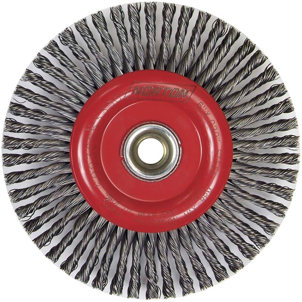 Norton - 6-7/8" OD, 5/8-11 Arbor Hole, Stringer Bead Carbon Wheel Brush - Americas Industrial Supply