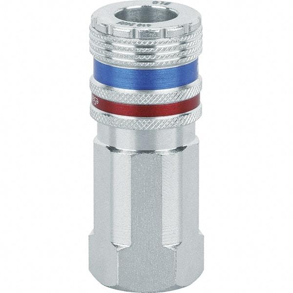 Dynabrade - Female NPT Pneumatic Hose Coupler - Steel/Brass, 3/8" Body Diam - Americas Industrial Supply