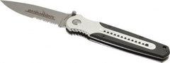 Paramount - 3-3/8" Blade, 8" OAL, Partially Serrated Liner Lock Folding Knife - 4-5/8" Closed Length, Aluminum, 1 Blade, Semi Serrated Blade - Americas Industrial Supply