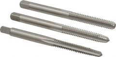 Cleveland - #10-24 UNC, 3 Flute, Bottoming, Plug & Taper, Bright Finish, High Speed Steel Tap Set - Right Hand Cut, 2-3/8" OAL, 1/2" Thread Length - Americas Industrial Supply