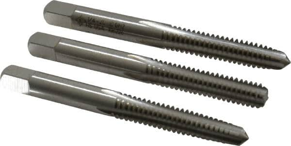 Cleveland - 1/4-20 UNC, 4 Flute, Bottoming, Plug & Taper, Bright Finish, High Speed Steel Tap Set - Right Hand Cut, 63.5mm OAL, 0.63" Thread Length - Americas Industrial Supply