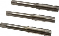 Cleveland - 7/16-14 UNC, 4 Flute, Bottoming, Plug & Taper, Bright Finish, High Speed Steel Tap Set - Right Hand Cut, 3-5/32" OAL, 0.88" Thread Length - Americas Industrial Supply